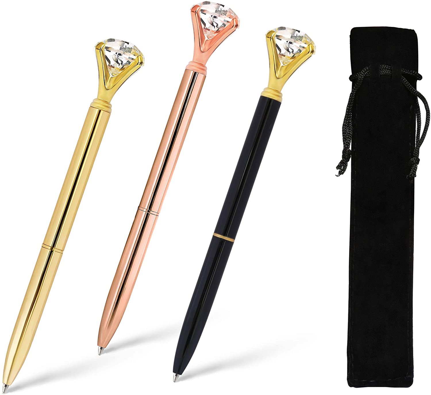 ETCBUYS Diamond Gold Metal Pens - Ballpoint Pens for Bridesmaids Gifts,  Gold Fan