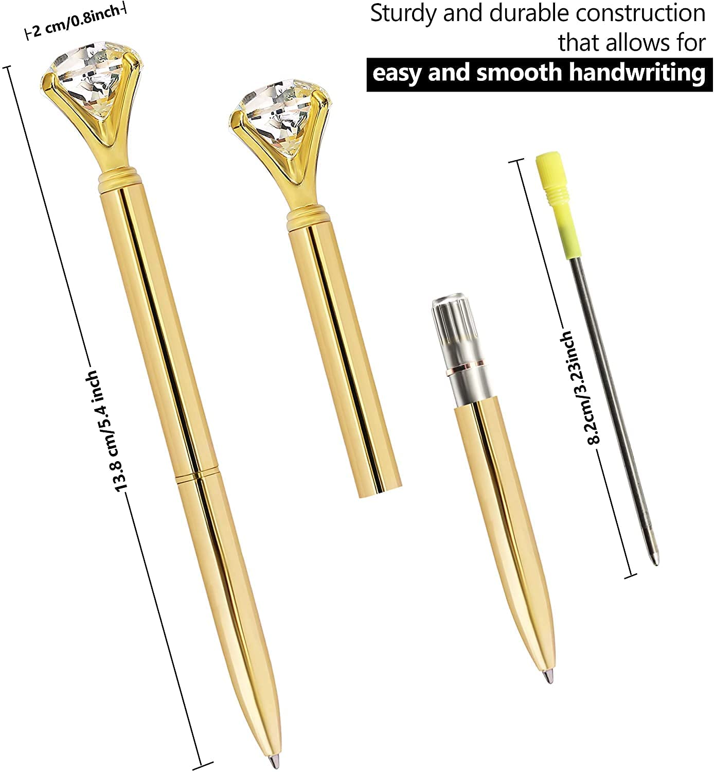 7 Diamond Ballpoint Pens and 7 Slim Gold Pens - Stylish Fancy Office S –  Etc Buys