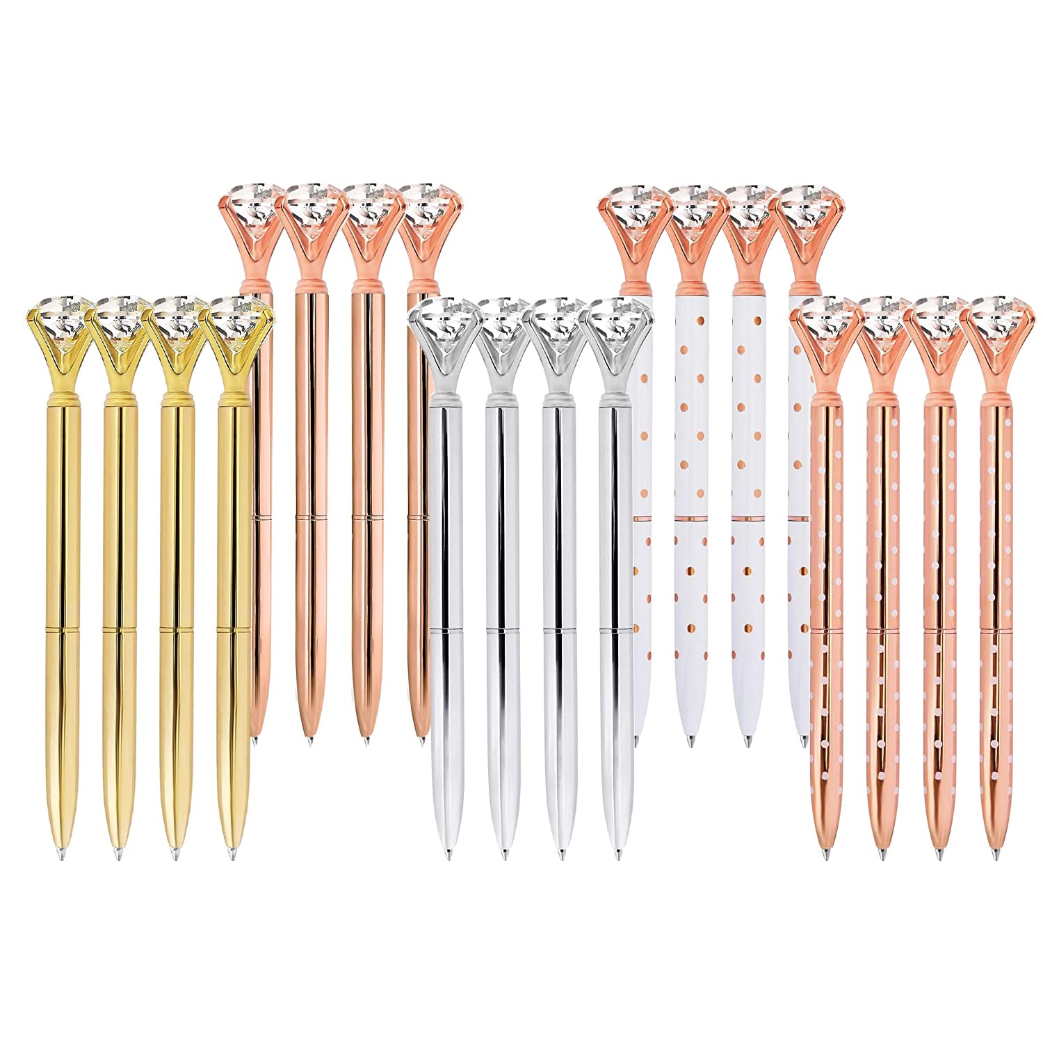 ETCBUYS Multi-Color Diamond Ballpoint Pen for Stylish Fancy Office Supplies- Pens-GRGSWRGD-16PK