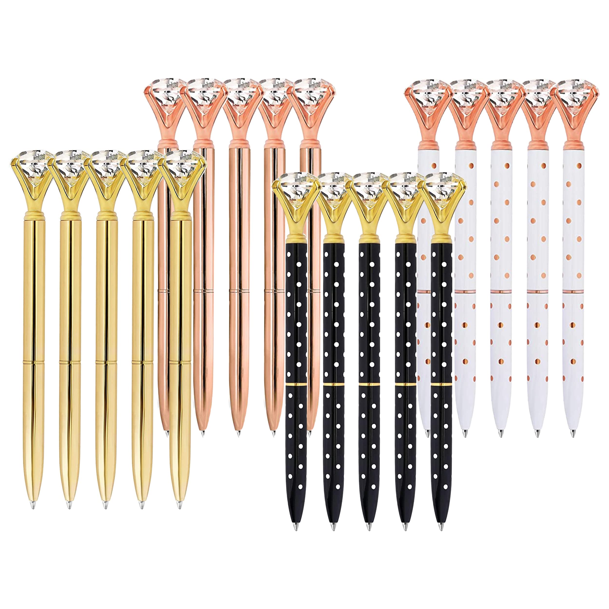 ETCBUYS Multi-Color Diamond Ballpoint Pen for Stylish Fancy Office Supplies- Pens-RGBWG-12PK