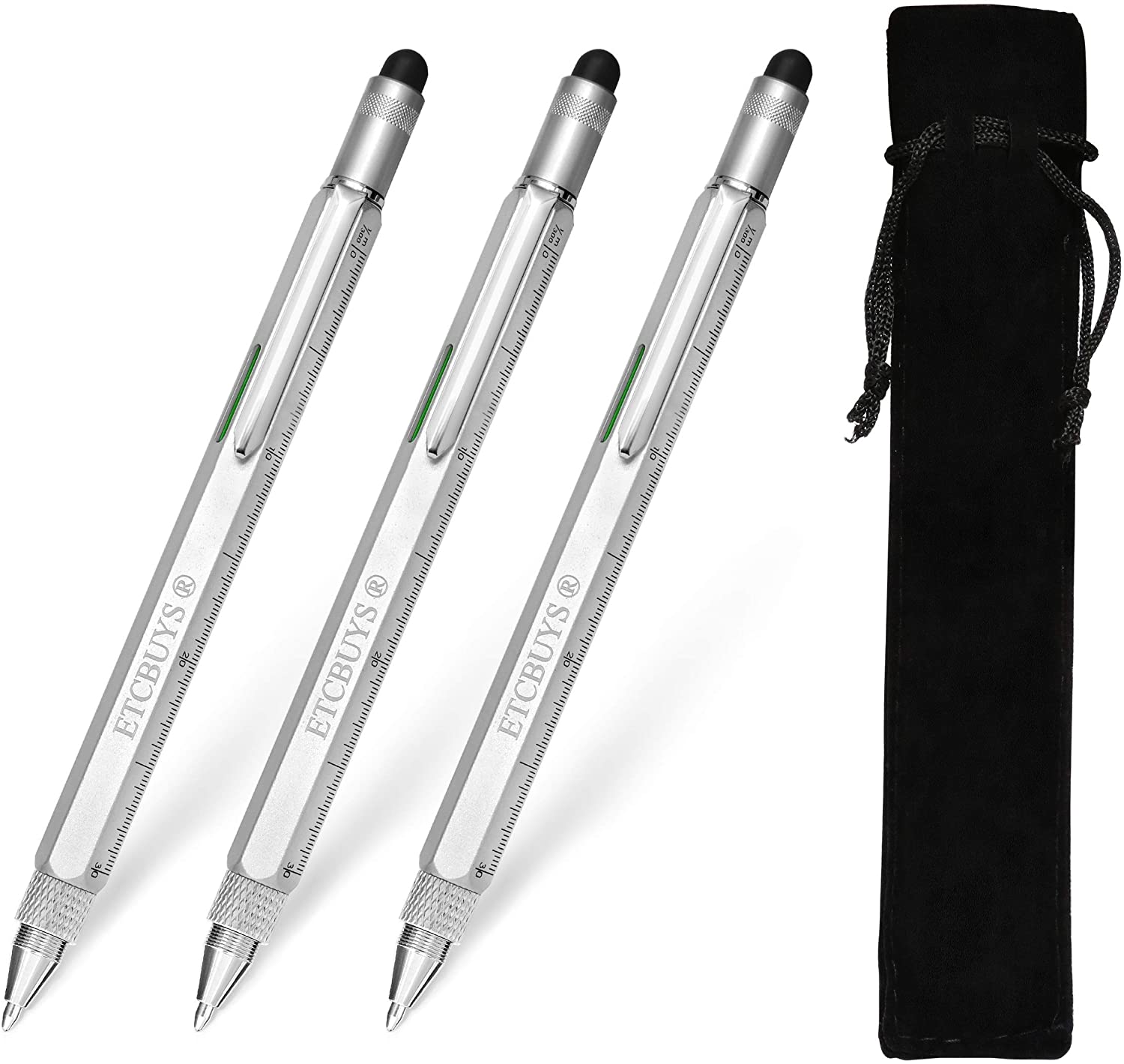 ETCBUYS Screwdriver Pen Pocket Multi Tool 6 in 1 - Silver 3 Pack