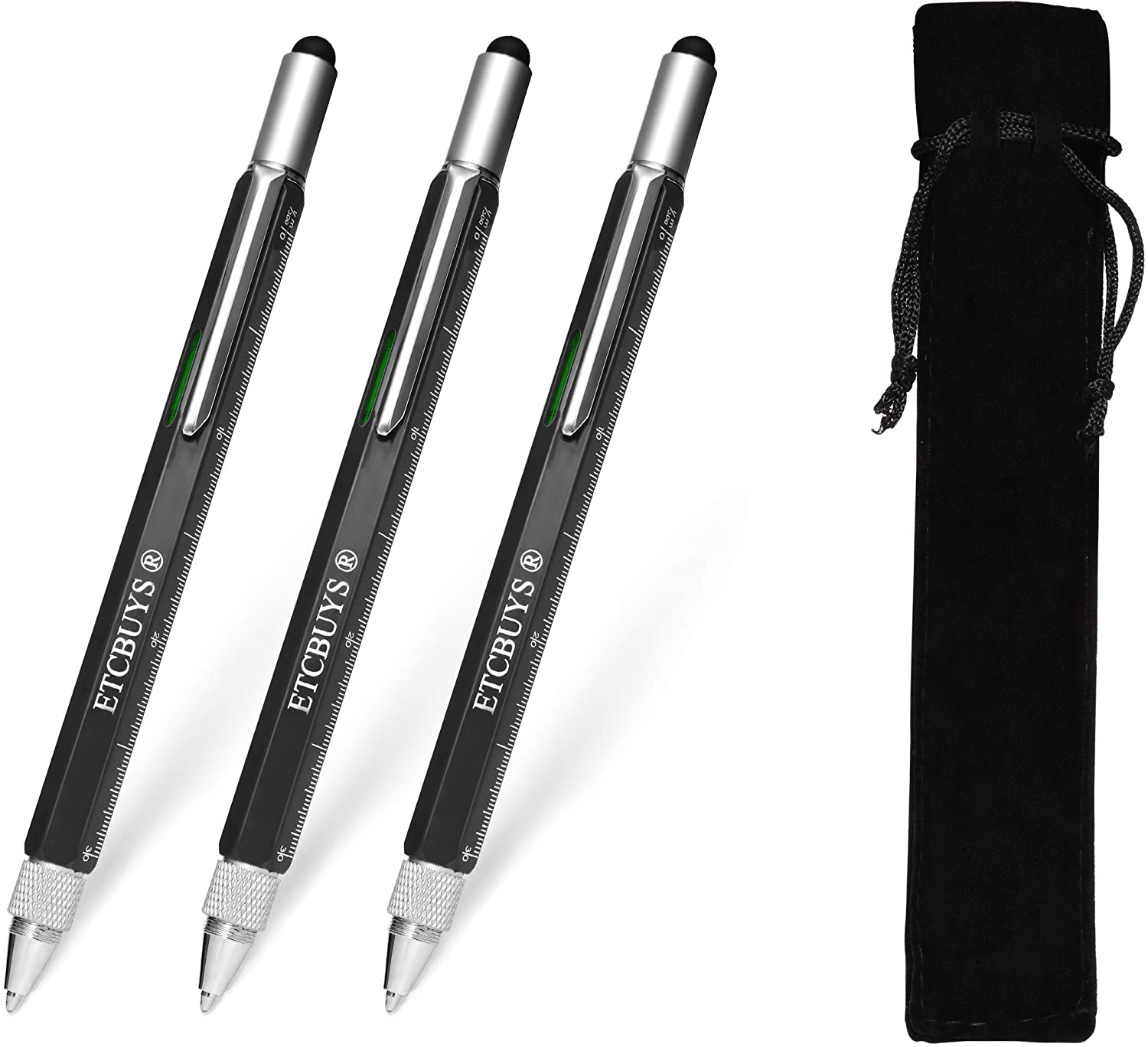 ETCBUYS Screwdriver Pen Pocket Multi Tool 6 in 1 - Black 3 Pack