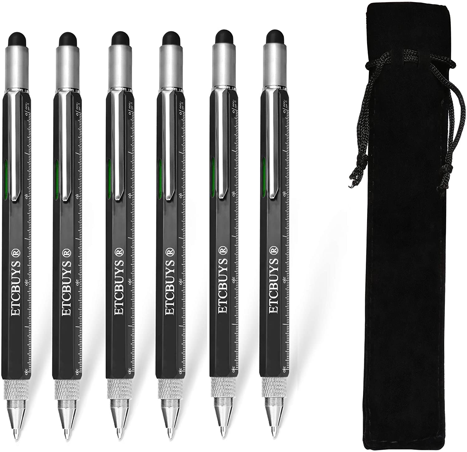 ETCBUYS Screwdriver Pen Pocket Multi Tool 6 in 1 - Black 6 Pack